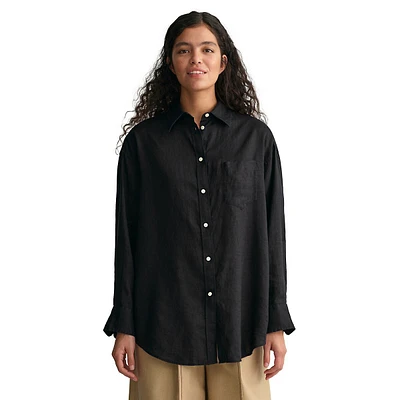 Oversized Linen Button-Down Shirt