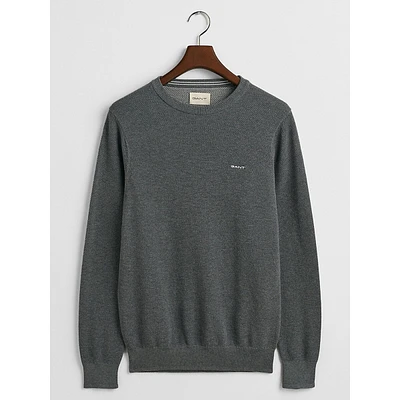 Cotton Piqué Crewneck Sweater