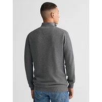 Cotton Piqué Mockneck Half-Zip Sweater