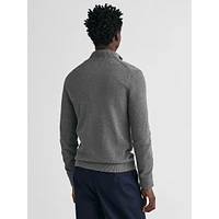 Cotton Piqué Mockneck Zip Cardigan