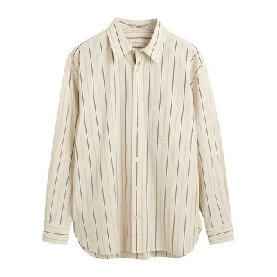 Oversized Compact Poplin Stripe Shirt