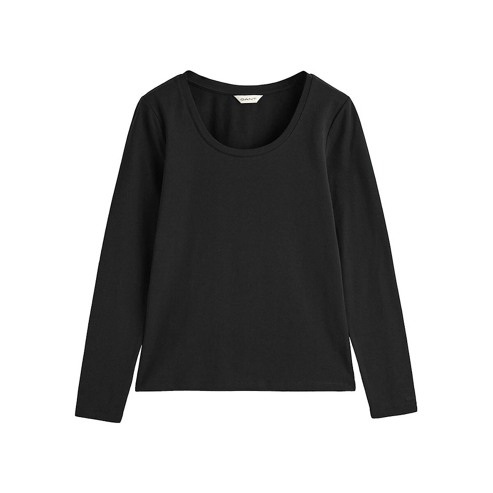 Slim-Fit Scoopneck Long-Sleeve Top