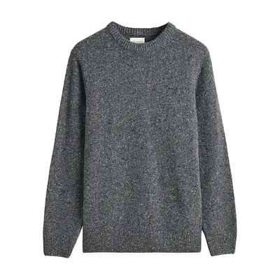 Wool-Blend Neps Crewneck Sweater