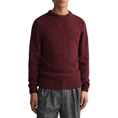 Wool-Blend Neps Crewneck Sweater