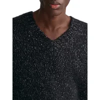 Oversized Shiny Alpaca-Blend V-Neck Sweater