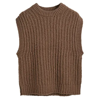 Curly Wool-Blend Rib Sweater Vest