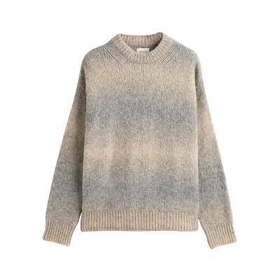 Soft Wool-Blend Ombré Crewneck Sweater