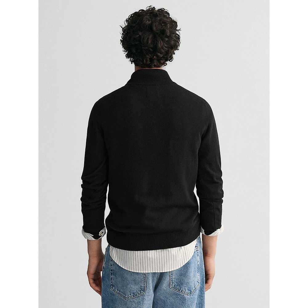 Superfine Lambswool Mockneck Quarter-Zip Sweater