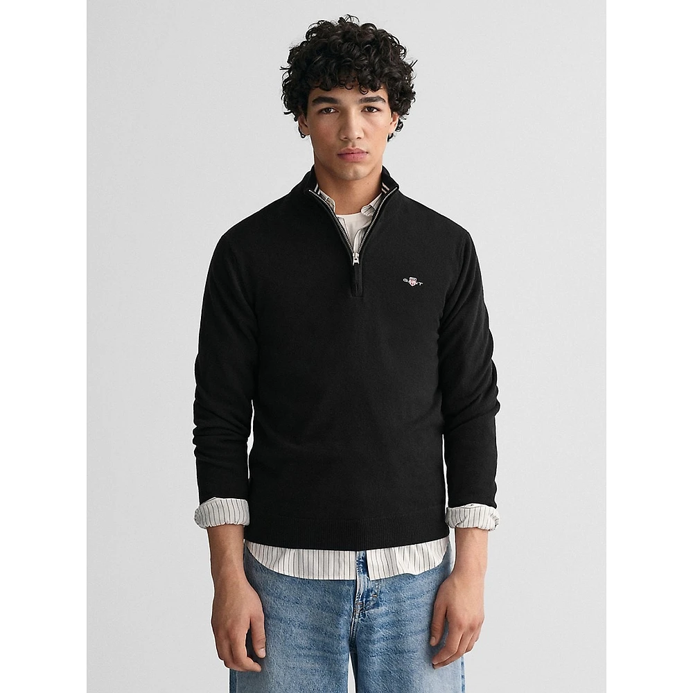 Superfine Lambswool Mockneck Quarter-Zip Sweater