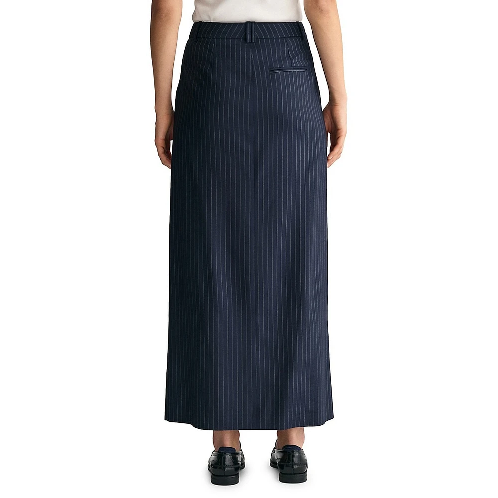 Pinstriped Pleated Maxi Skirt