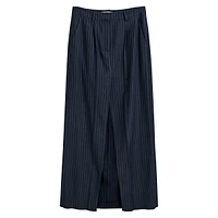 Pinstriped Pleated Maxi Skirt