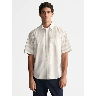 Relaxed-Fit Heritage Poplin Stripe Short-Sleeve Shrt