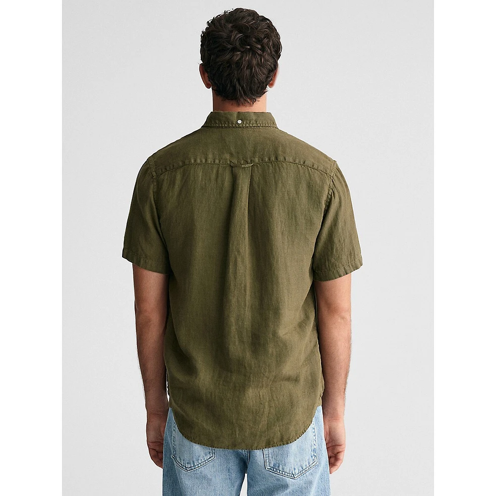 Garment-Dyed Linen Short-Sleeve Shirt