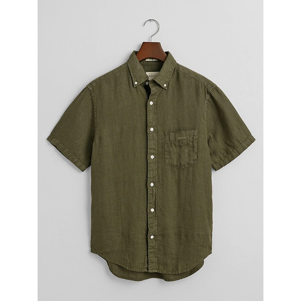 Garment-Dyed Linen Short-Sleeve Shirt