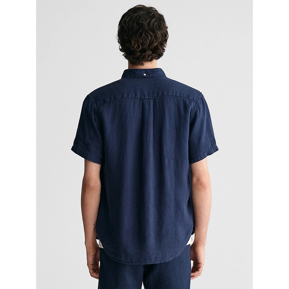 Garment-Dyed Linen Short-Sleeve Shirt