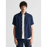 Garment-Dyed Linen Short-Sleeve Shirt