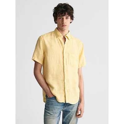Garment-Dyed Linen Short-Sleeve Shirt