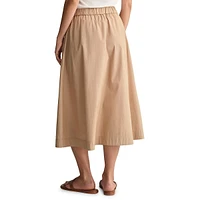 Lightweight Pull-On Chino Midi Skirt