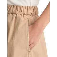 Lightweight Pull-On Chino Midi Skirt