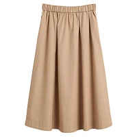 Lightweight Pull-On Chino Midi Skirt