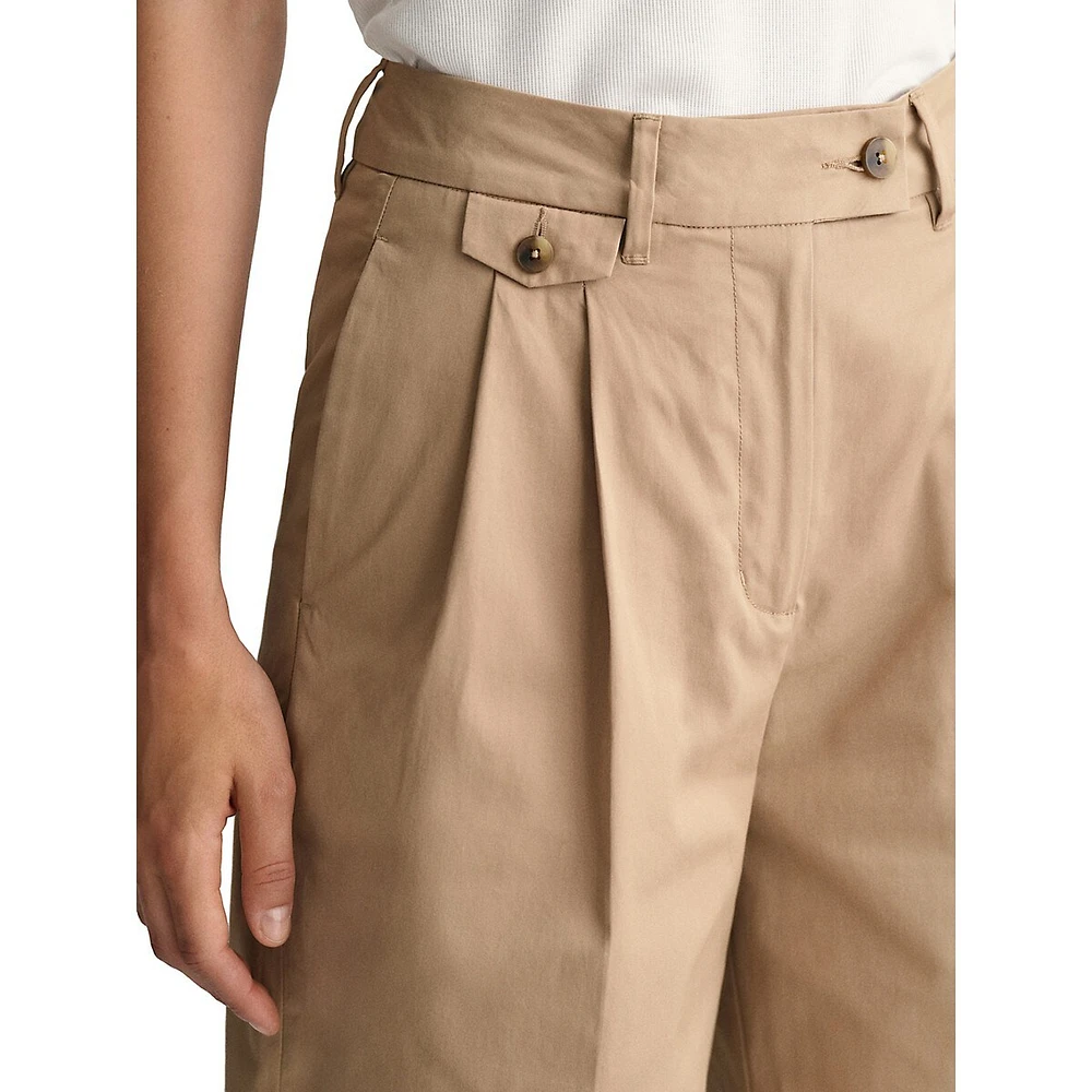 Relaxed-Fit Pleated Chino Shorts