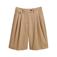 Relaxed-Fit Pleated Chino Shorts