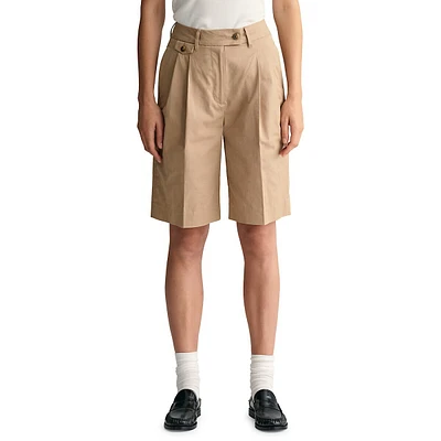 Relaxed-Fit Pleated Chino Shorts