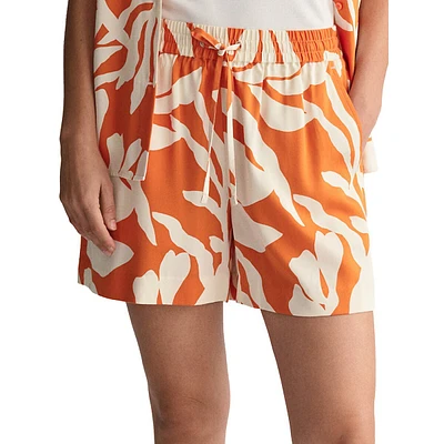Relaxed-Fit Palm-Print Viscose-Tencel Pull-On Shorts