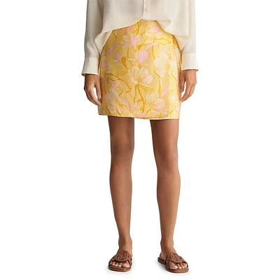 Magnolia-Print Mini Wrap Skirt
