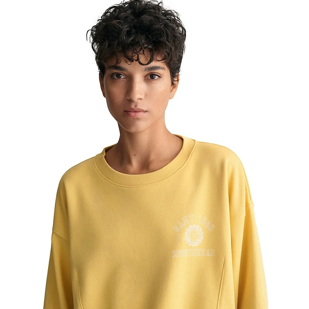 Crest-Graphic Cropped Sweatshirt