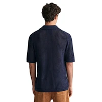 Polo en mélange de lin texturé