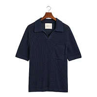 Polo en mélange de lin texturé