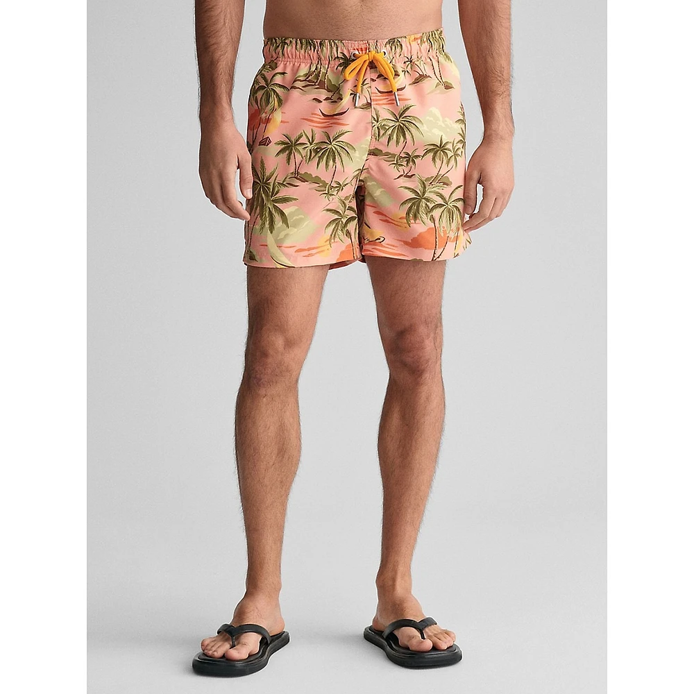 Hawaii-Print Swim Shorts