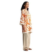 Relaxed-Fit Palm-Print Viscose-Tencel Caftan