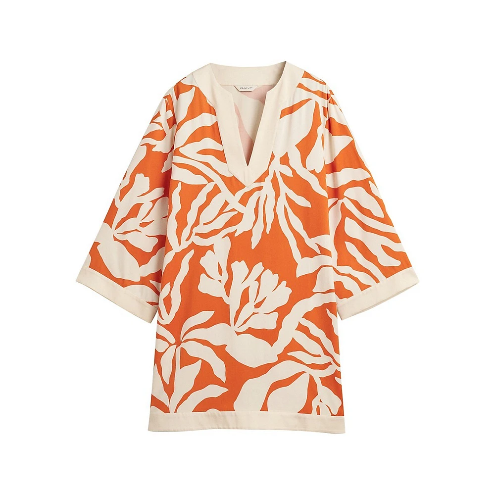 Relaxed-Fit Palm-Print Viscose-Tencel Caftan