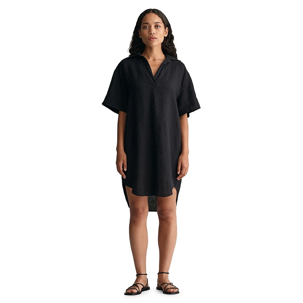 Relaxed-Fit Short-Sleeve Linen Caftan