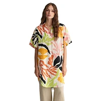 Relaxed-Fit Palm-Print Linen Caftan
