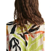 Relaxed-Fit Palm-Print Linen Caftan