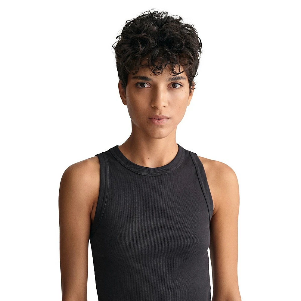 Slim-Fit High Neck Rib Tank Top