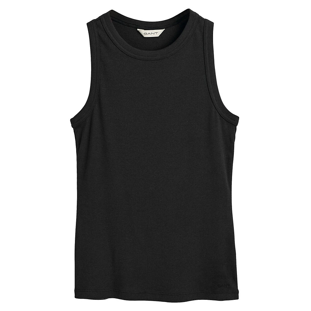 Slim-Fit High Neck Rib Tank Top