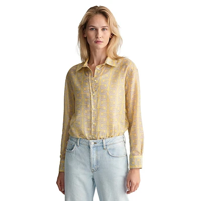 Relaxed-Fit G-Pattern Cotton & Silk Shirt
