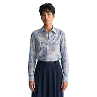 Magnolia-Print Cotton & Silk Shirt