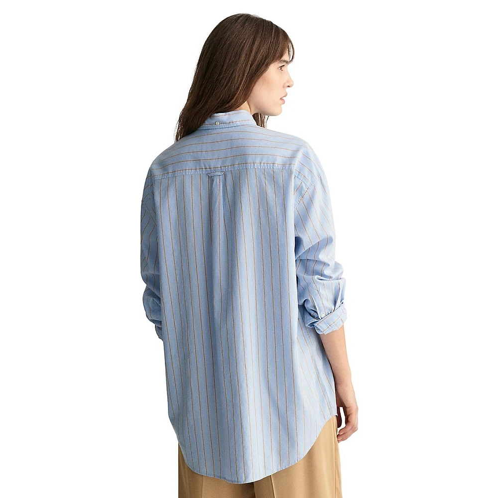 Oversized Luxury Oxford Striped Button-Down Shirt