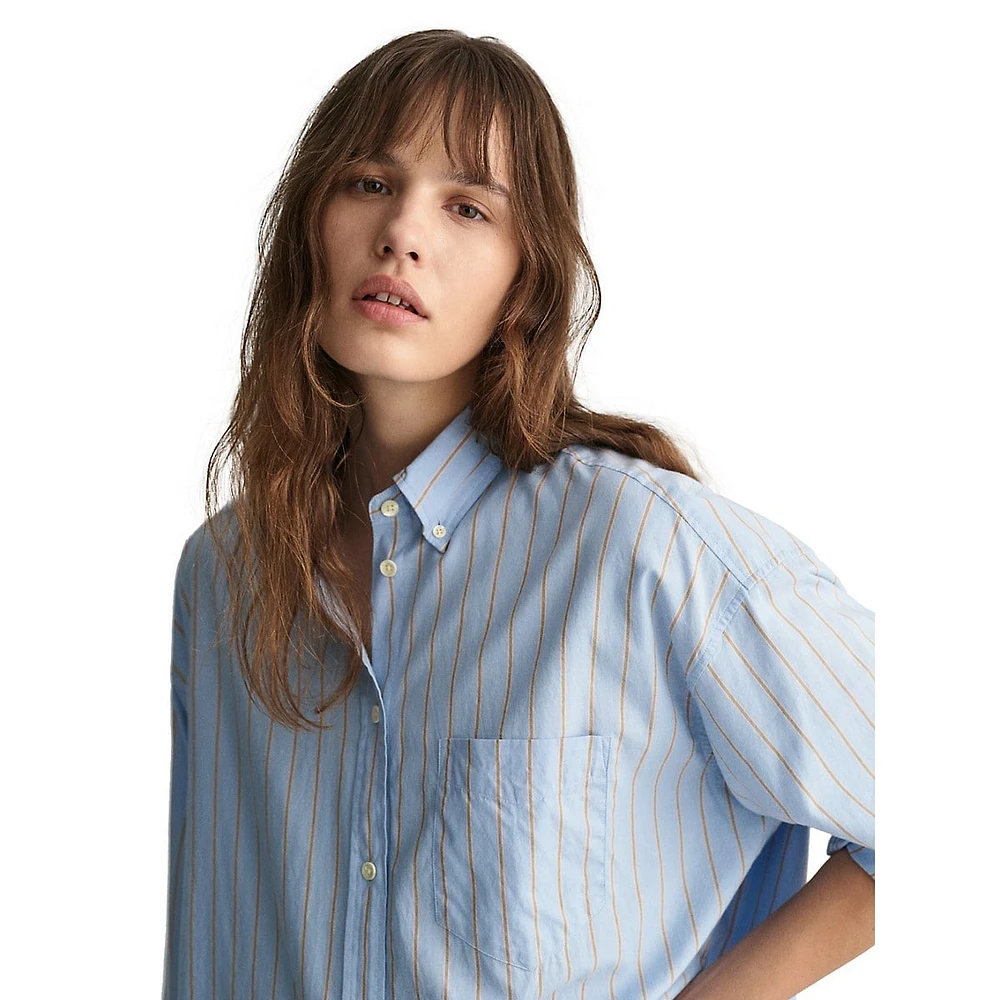 Oversized Luxury Oxford Striped Button-Down Shirt