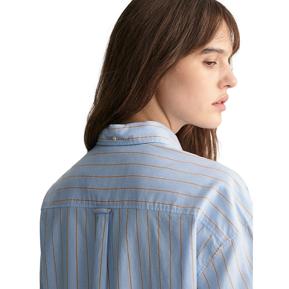 Oversized Luxury Oxford Striped Button-Down Shirt