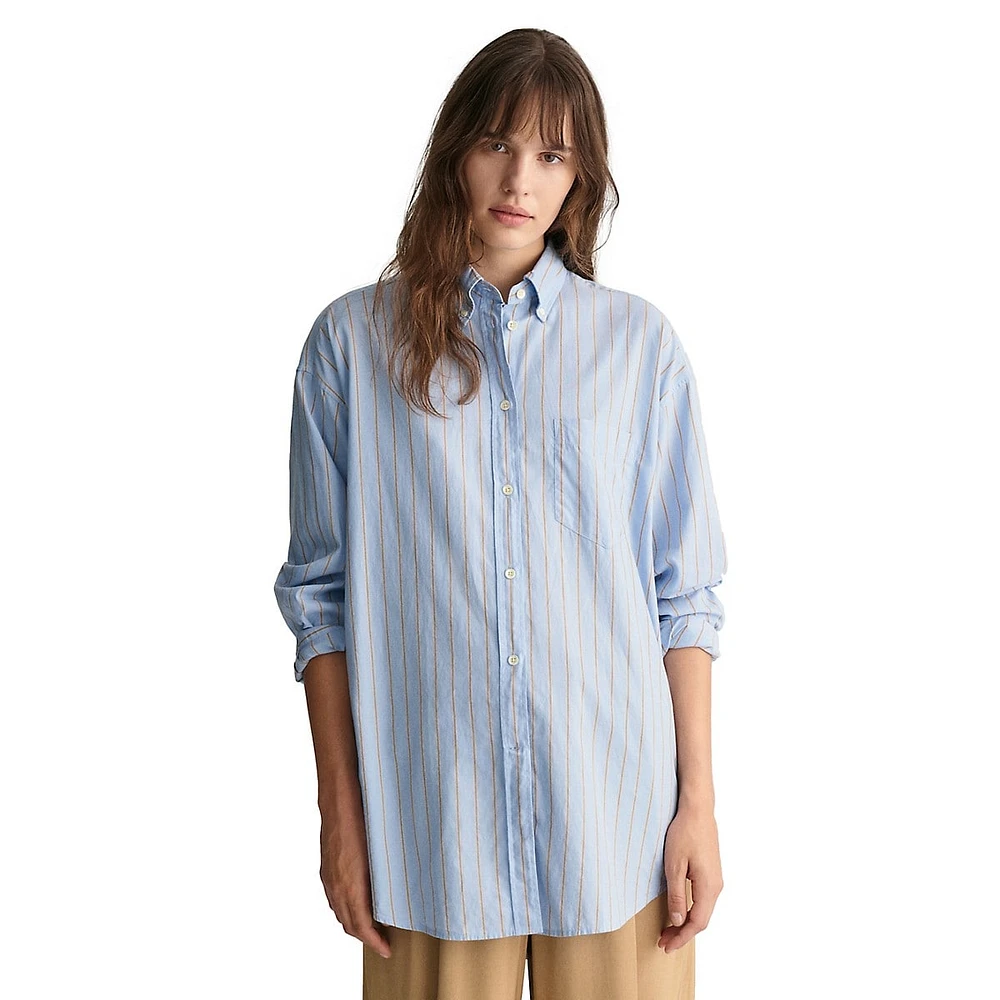 Oversized Luxury Oxford Striped Button-Down Shirt