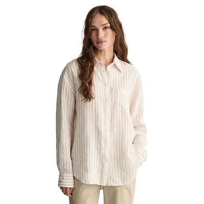 Relaxed Striped Linen Button-Down Shirt
