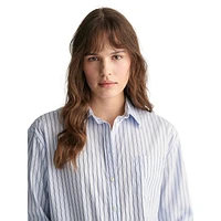 Relxed Striped Poplin Button-Down Shirt