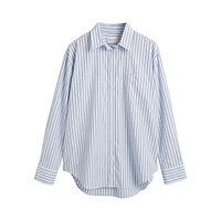 Relxed Striped Poplin Button-Down Shirt