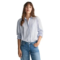 Relxed Striped Poplin Button-Down Shirt